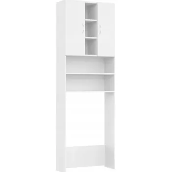 Koupelnový nábytek Koupelnová skříňka pro vestavnou pračku se 2 dvířky, 9 přihrádkami, bílá, 64 cm