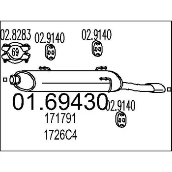 Tlumič výfuku Zadní tlumič výfuku, 01.69430