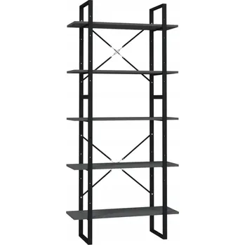 Knihovna VidaXL 5-patrový regál na knihy, šedý, 80x30x175 cm