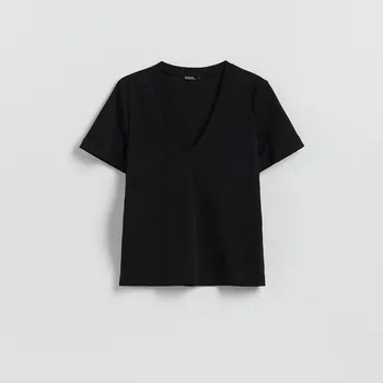 Reserved - Tričko z&nbsp;mercerované bavlny - černý - 466KL-99X - 466KL-99X-XS