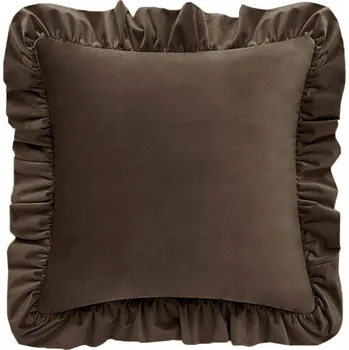 Povlak na polštářek Dekorativní povlak na polštář z VELURU s volánkem 40x40 Čokoládový, hebký