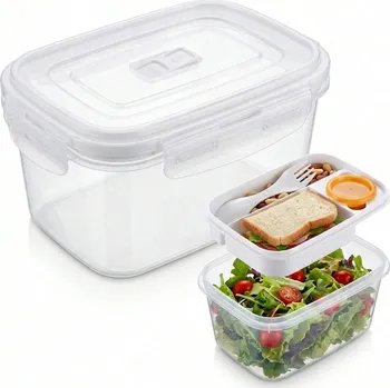 Dóza na potraviny OBĚDOVÝ BOX DO PRÁCE 1,7l nádoba na potraviny salát omáčka příbor do školy