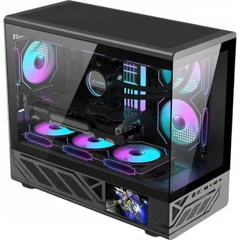 PC skříň Počítačová Skříň PC pro hráče, M-ATX, ATX, skleněná, 3x ventilátory aRGB, H6