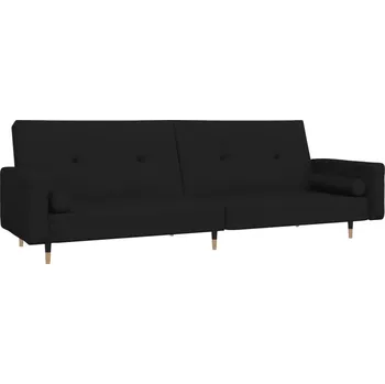 Pohovka Dvoumístná pohovka, 2 polštáře, černá, sametová