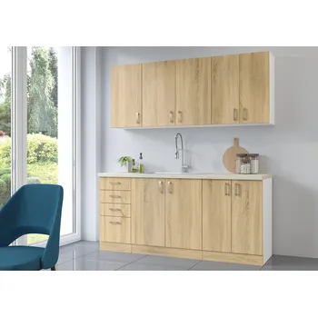Kuchyňská linka Kuchyňská linka SARA 180 cm, Bílá / Dub Sonoma