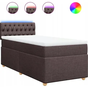 Postel Kontinentální postel 200x100 cm, tmavě hnědá, s pružinovou matrací a LED osvětlením