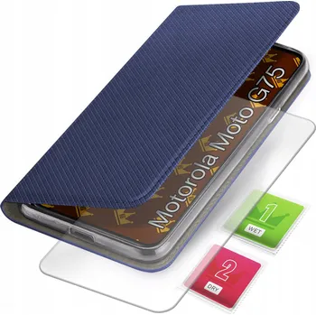 Pouzdro na mobilní telefon Flipové pouzdro Kingglass pro Motorola Moto G75 5G modré