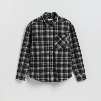 Pánská košile Reserved - Džínová košile regular fit - černý - 693IR-99J - 693IR-99J-M