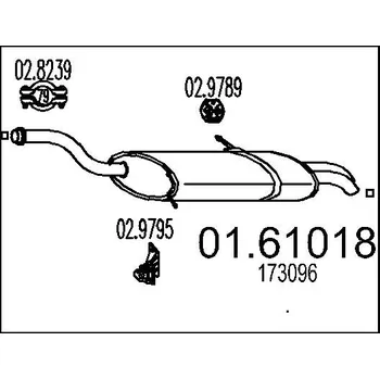 Výfukový systém Zadní tlumič výfuku, 01.61018