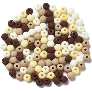 Dětské navlékací korálky Korálky, akrylové, HNĚDÉ TÓNY MIX, 6 mm, 40ks/bal.