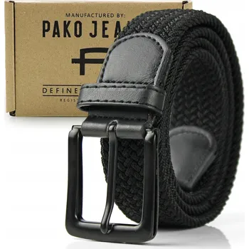 Opasek Elastický Pásek Pako Jeans černý, klasická spona, pravá kůže, 110 cm