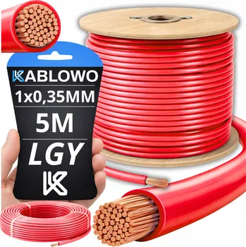 elektrický kabel VODIČ LGY KABEL JEDNOŽILOVÝ ELEKTRICKÝ 1X0,35MM ČERVENÝ 5M METR