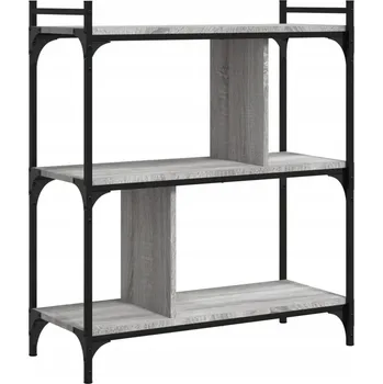 Knihovna 3-patrový regál na knihy, šedý dub sonoma, 76x32x88 cm