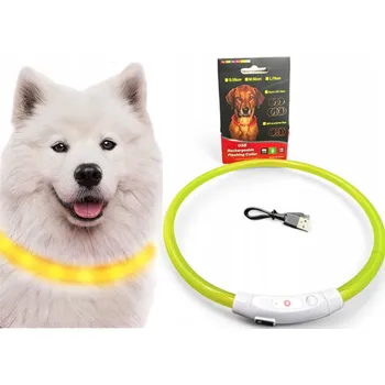 Obojek pro psa Svítící obojek pro velkého psa velikosti L, žlutý, silikonový