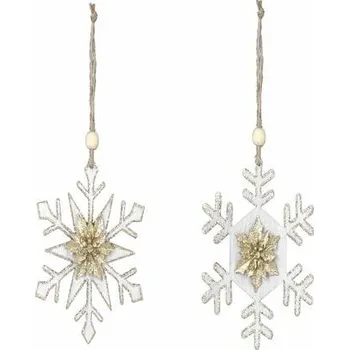 Vánoční dekorace Závěs vločka, zlatá, 11x13x1cm, balení obsahuje 2 kusy!|Ego Dekor