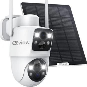 IP kamera CZEVIEW Venkovní kamera 4MP 360° PTZ Solární Duální Objektiv WiFi PIR IP65