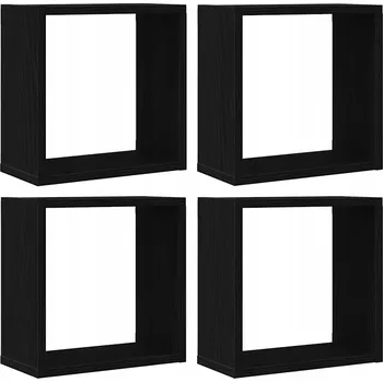 police Nástěnné police kostky, 4 ks, černý dub, 30x15x30 cm