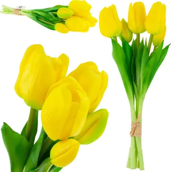 umělá květina Kytice gumových tulipánů Top Gift žlutých, 5 ks