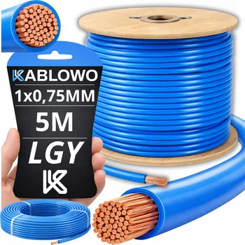 elektrický kabel VODIČ DRÁT LGY KABEL JEDNOŽILOVÝ ELEKTRICKÝ 1X0,75MM MODRÝ 5M METR