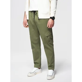 Pánské pletené tepláky s kapsami - olivové V3 OM-PAJO-0199 - M