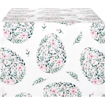 ubrus Velikonoční běhoun 40x240 cm, sváteční běhoun s motivy vajíček a drobných květů 9113