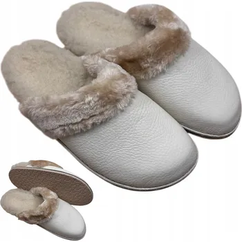 Dámské pantofle PAPUČE S KOŽEŠINOU TRACZYK BÍLÁ Ortopedická PŘÍRODNÍ KŮŽE FUSBET vel. 42