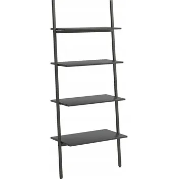 Knihovna VidaXL Regál žebřík se 4 policemi, černý, 64x34x150,5 cm