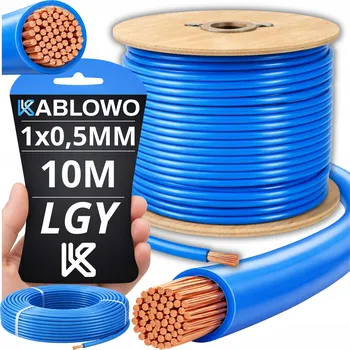 elektrický kabel VODIČ LGY KABEL JEDNOŽILOVÝ ELEKTRICKÝ 1X0,5MM MODRÝ 10M METR