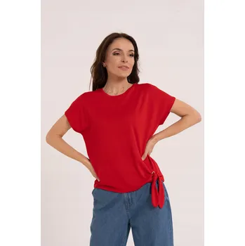 Dámská halenka DÁMSKÁ HALENKA VISKÓZA VOLNÁ S VÁZÁNÍM NA STRANĚ MORAJ ČERVENÁ XL