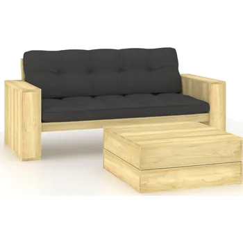 Zahradní lavice zahrada-XL 2dílná zahradní sedací souprava a podušky impregnovaná borovice 3065777