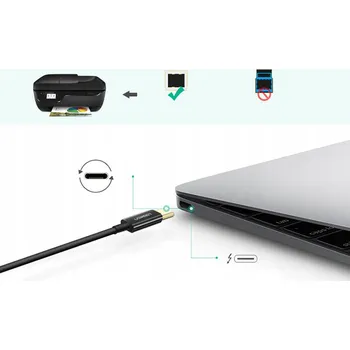 Datový kabel KABEL PRO TISKÁRNU USB-C - USB-B 2M ČERNÝ