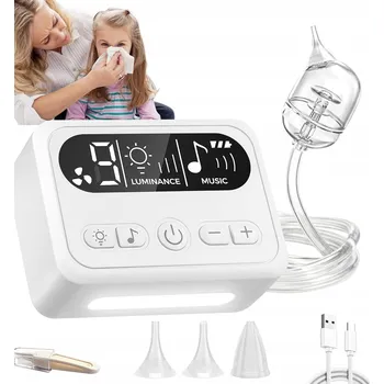 Odsávačka hlenu Elektrická odsávačka nosu pro miminka tichá, 3 nástavce, LCD displej, 9 úrovní sání