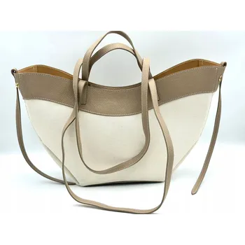 Kabelka Dámská kabelka Borsa Vera Pelle z rafie a přírodní kůže Taupe