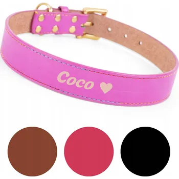 Obojek pro psa Pevný kožený obojek pro psa s nastavitelnou velikostí s gravírováním - S