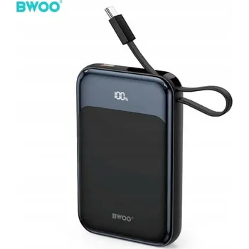Powerbanka BWOO P80 powerbanka PD 20W 10000 mAh s kabelem USB-C a displejem, černá