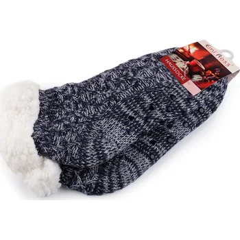 Dámské ponožky Dámské / dívčí ponožky zimní s kožíškem a protiskluzem Emi Ross, velké, 29 (vel. 35-38) modrá tmavá melír