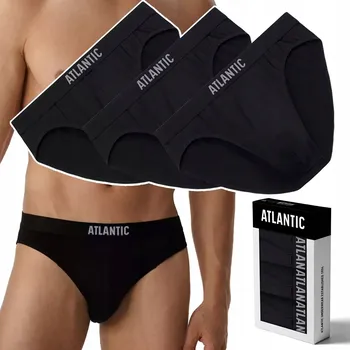 Slipy Pánské slipy 3 PÁRY Sportovní BAVLNĚNÉ slipy ATLANTIC 3MP-094 - XL