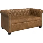 Dvoumístná pohovka Chesterfield z umělé kůže, hnědá