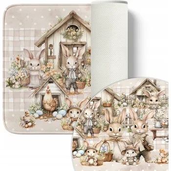 Koupelnová předložka KOUPELNOVÁ PŘEDLOŽKA 45X75 CM MĚKKÁ PROSTISKLUZOVÁ PODLOŽKA Velikonoce ZAJÍC 0378