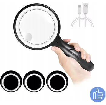 Lupa ZVĚTŠOVACÍ LUPA 30X 60X PRO ČTENÍ, PODSVÍCENÍ LED ŁADOWANIE