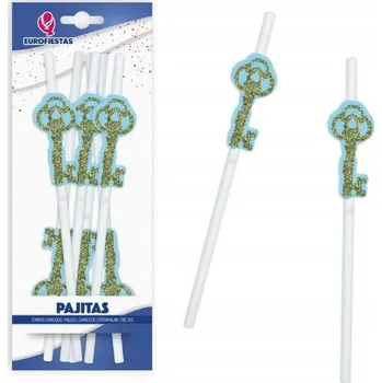 Barevná papírová brčka v sadě 6 kusů