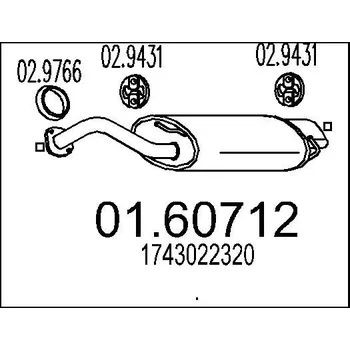 Tlumič výfuku Zadní tlumič výfuku, 01.60712
