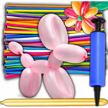 Balónek SADA BALÓNKŮ BALÓNKY PRO MODELOVÁNÍ KROUCENÍ 50 KS PUMPIČKA TRUBIČKY BAREVNÉ