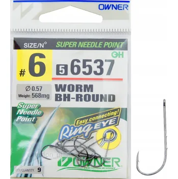 Rybářský háček Owner Worm BH-Round, spirálové, s Háčky , 9 ks