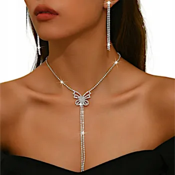 Souprava šperků Naszyjnik Srebrny Damski sada šperků Náušnice svatební stylové Zirkony