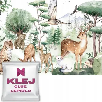 Fototapeta Pastelová fototapeta do dětského pokoje Akvarel Lesní zvířata 240x36