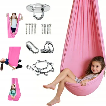 Zahradní houpačka HOUPAČKA PRO DĚTI HAMAKA SENZORICKÁ AKROBATICKÁ JÓGA + UPEVNĚNÍ