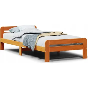 Postel Jednolůžková dřevěná postel 75x190 cm, odstíny hnědé