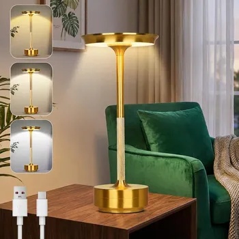 Lampička Noční lampa Stolní LED lampa USB Dotyková Bezdrátová Zlatá