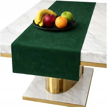 ubrus BĚHOUN sametový LAHVOVĚ ZELEŇ na stůl 40x140 cm hladký klasický